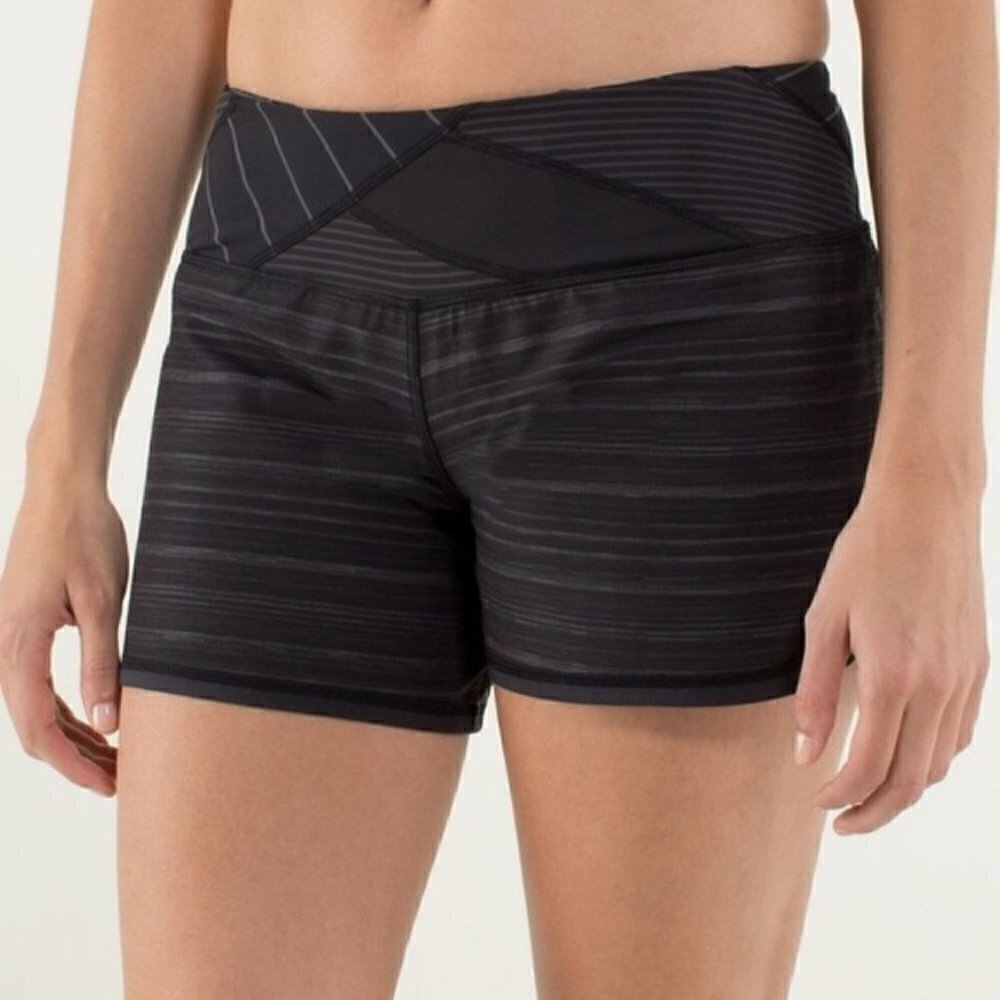 Lululemon RARE Groovy Run Wee Are From Space September‎ Black Athletic Shorts 8
